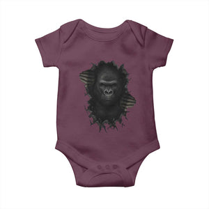 Angry Gorilla Face On Cracked Wall Baby Onesie Animal Lover Gift TS12 Maroon Print Your Wear