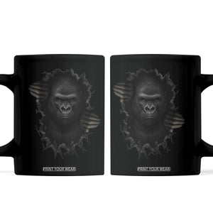 Angry Gorilla Face On Cracked Wall Coffee Mug Animal Lover Gift TS12 Black Print Your Wear