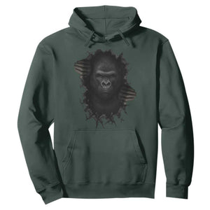 Angry Gorilla Face On Cracked Wall Hoodie Animal Lover Gift TS12 Dark Forest Green Print Your Wear