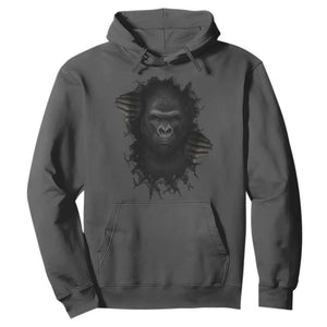 Angry Gorilla Face On Cracked Wall Hoodie Animal Lover Gift TS12 Dark Heather Print Your Wear