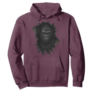 Angry Gorilla Face On Cracked Wall Hoodie Animal Lover Gift TS12 Maroon Print Your Wear