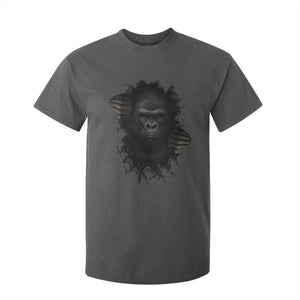 Angry Gorilla Face On Cracked Wall T Shirt For Kid Animal Lover Gift TS12 Dark Heather Print Your Wear