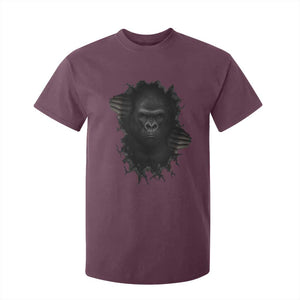 Angry Gorilla Face On Cracked Wall T Shirt For Kid Animal Lover Gift TS12 Maroon Print Your Wear