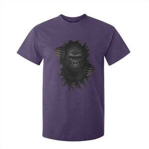 Angry Gorilla Face On Cracked Wall T Shirt For Kid Animal Lover Gift TS12 Purple Print Your Wear