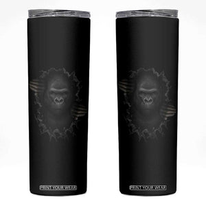 Angry Gorilla Face On Cracked Wall Skinny Tumbler Animal Lover Gift TS12 Black Print Your Wear