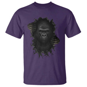 Angry Gorilla Face On Cracked Wall T Shirt Animal Lover Gift TS12 Purple Print Your Wear