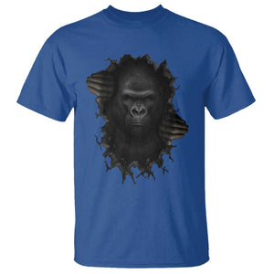 Angry Gorilla Face On Cracked Wall T Shirt Animal Lover Gift TS12 Royal Blue Print Your Wear