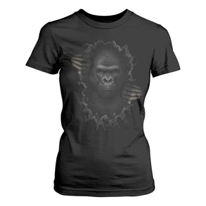 Angry Gorilla Face On Cracked Wall T Shirt For Women Animal Lover Gift TS12 Black Print Your Wear