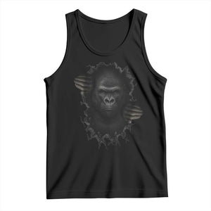 Angry Gorilla Face On Cracked Wall Tank Top Animal Lover Gift TS12 Black Print Your Wear