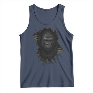 Angry Gorilla Face On Cracked Wall Tank Top Animal Lover Gift TS12 Navy Print Your Wear