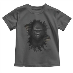Angry Gorilla Face On Cracked Wall Toddler T Shirt Animal Lover Gift TS12 Dark Heather Print Your Wear