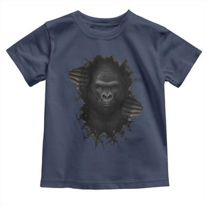 Angry Gorilla Face On Cracked Wall Toddler T Shirt Animal Lover Gift TS12 Navy Print Your Wear