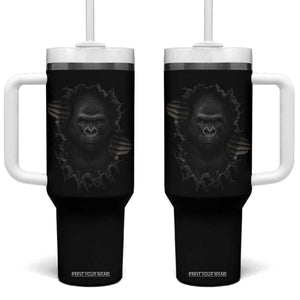 Angry Gorilla Face On Cracked Wall Tumbler With Handle Animal Lover Gift TS12 One Size: 40 oz Black Print Your Wear