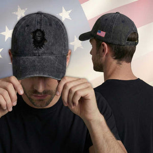 Angry Gorilla Face On Cracked Wall Washed Cotton Baseball Cap Animal Lover Gift TS12 Print Your Wear