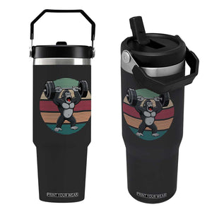 Fitness Lover Gift Flip Straw Tumbler Powerlifting Gorilla Strength TS12 One Size: 30 oz Black Print Your Wear