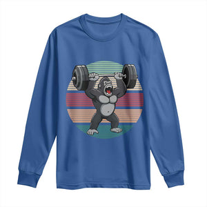 Fitness Lover Gift Long Sleeve Shirt Powerlifting Gorilla Strength TS12 Royal Blue Print Your Wear