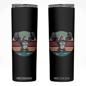 Fitness Lover Gift Skinny Tumbler Powerlifting Gorilla Strength TS12 Black Print Your Wear