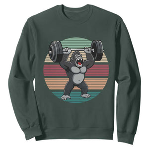 Fitness Lover Gift Sweatshirt Powerlifting Gorilla Strength TS12 Dark Forest Green Print Your Wear