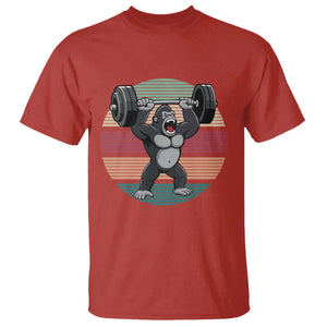 Fitness Lover Gift T Shirt Powerlifting Gorilla Strength TS12 Red Print Your Wear