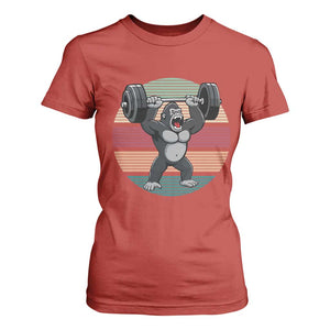Fitness Lover Gift T Shirt For Women Powerlifting Gorilla Strength TS12 Red Print Your Wear