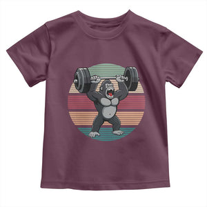 Fitness Lover Gift Toddler T Shirt Powerlifting Gorilla Strength TS12 Maroon Print Your Wear