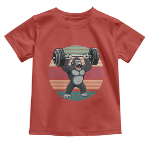 Fitness Lover Gift Toddler T Shirt Powerlifting Gorilla Strength TS12 Red Print Your Wear