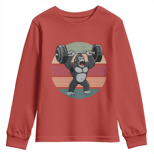 Fitness Lover Gift Youth Sweatshirt Powerlifting Gorilla Strength TS12 Red Print Your Wear
