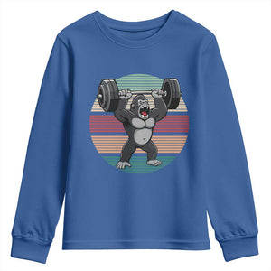 Fitness Lover Gift Youth Sweatshirt Powerlifting Gorilla Strength TS12 Royal Blue Print Your Wear