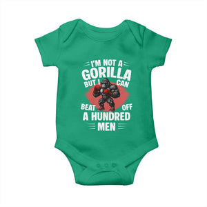 Funny Boxing Baby Onesie Not A Gorilla But I Can Beat Off A Hundred Men TS12 Irish Green Print Your Wear