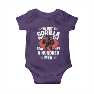 Funny Boxing Baby Onesie Not A Gorilla But I Can Beat Off A Hundred Men TS12 Purple Print Your Wear