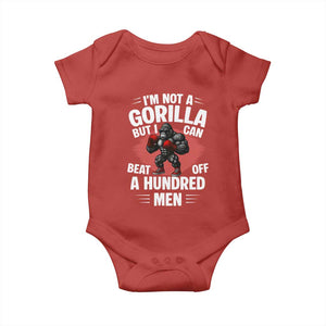 Funny Boxing Baby Onesie Not A Gorilla But I Can Beat Off A Hundred Men TS12 Red Print Your Wear