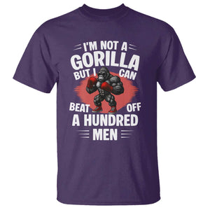 Funny Boxing T Shirt Not A Gorilla But I Can Beat Off A Hundred Men TS12 Purple Print Your Wear