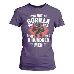 Funny Boxing T Shirt For Women Not A Gorilla But I Can Beat Off A Hundred Men TS12 Purple Print Your Wear
