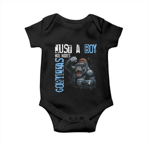Just A Boy Who Loves Gorillas Baby Onesie Gorilla Lover Gift TS12 Black Print Your Wear