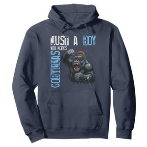 Just A Boy Who Loves Gorillas Hoodie Gorilla Lover Gift TS12 Navy Print Your Wear