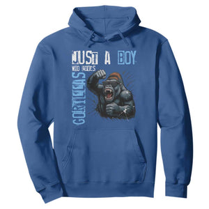 Just A Boy Who Loves Gorillas Hoodie Gorilla Lover Gift TS12 Royal Blue Print Your Wear