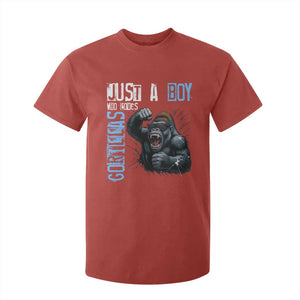 Just A Boy Who Loves Gorillas T Shirt For Kid Gorilla Lover Gift TS12 Red Print Your Wear