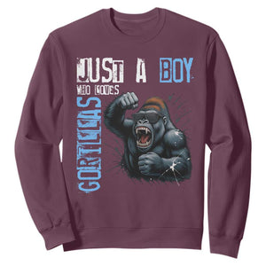 Just A Boy Who Loves Gorillas Sweatshirt Gorilla Lover Gift TS12 Maroon Print Your Wear