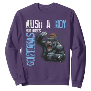 Just A Boy Who Loves Gorillas Sweatshirt Gorilla Lover Gift TS12 Purple Print Your Wear