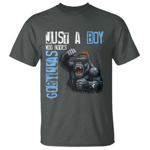 Just A Boy Who Loves Gorillas T Shirt Gorilla Lover Gift TS12 Dark Heather Print Your Wear