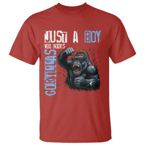 Just A Boy Who Loves Gorillas T Shirt Gorilla Lover Gift TS12 Red Print Your Wear