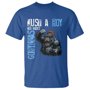 Just A Boy Who Loves Gorillas T Shirt Gorilla Lover Gift TS12 Royal Blue Print Your Wear