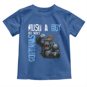 Just A Boy Who Loves Gorillas Toddler T Shirt Gorilla Lover Gift TS12 Royal Blue Print Your Wear