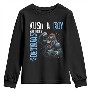 Just A Boy Who Loves Gorillas Youth Sweatshirt Gorilla Lover Gift TS12 Black Print Your Wear