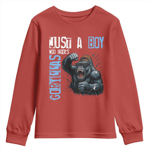 Just A Boy Who Loves Gorillas Youth Sweatshirt Gorilla Lover Gift TS12 Red Print Your Wear