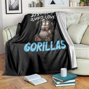 Funny Gorilla Lover Gift Throw Blanket Just A Boy Who Loves Gorillas TS12 Print Your Wear