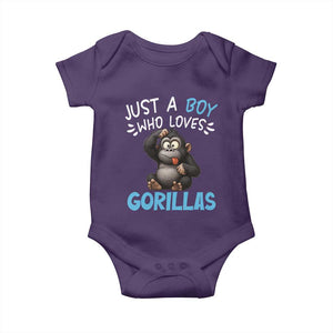 Funny Gorilla Lover Gift Baby Onesie Just A Boy Who Loves Gorillas TS12 Purple Print Your Wear