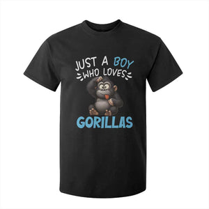 Funny Gorilla Lover Gift T Shirt For Kid Just A Boy Who Loves Gorillas TS12 Black Print Your Wear