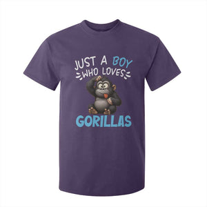 Funny Gorilla Lover Gift T Shirt For Kid Just A Boy Who Loves Gorillas TS12 Purple Print Your Wear