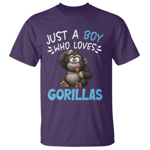 Funny Gorilla Lover Gift T Shirt Just A Boy Who Loves Gorillas TS12 Purple Print Your Wear